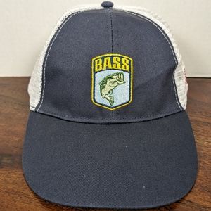 Bass Bassmaster Fishing Blue Truckers Baseball Hat Cap Adjustable Strap One Size